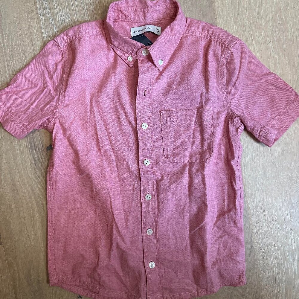 Abercrombie Kids Short Sleeve Button Down Shirt 100% Cotton - NWT - 7/8